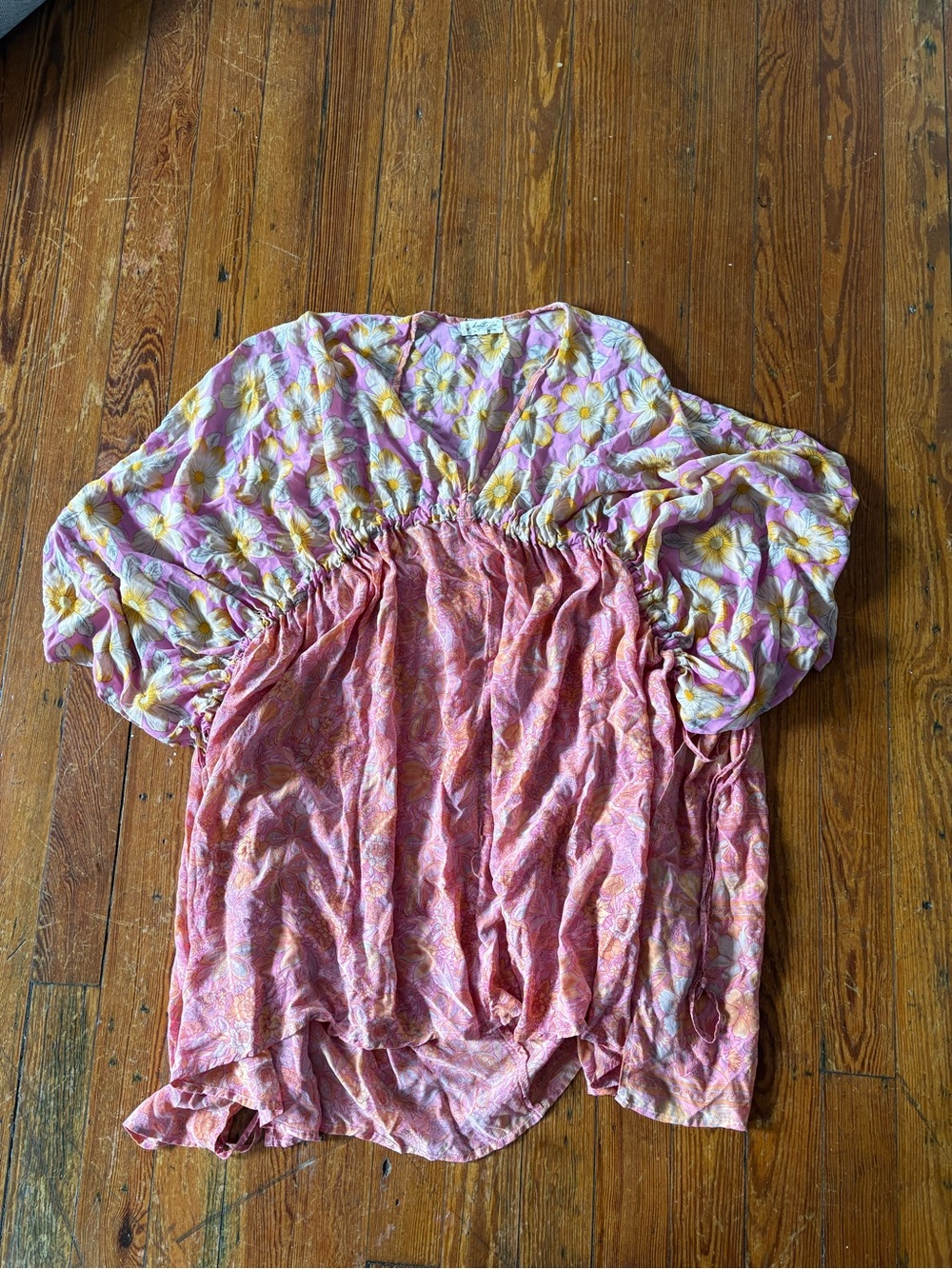Pink Floral Tiered Swim Coverup Tunic